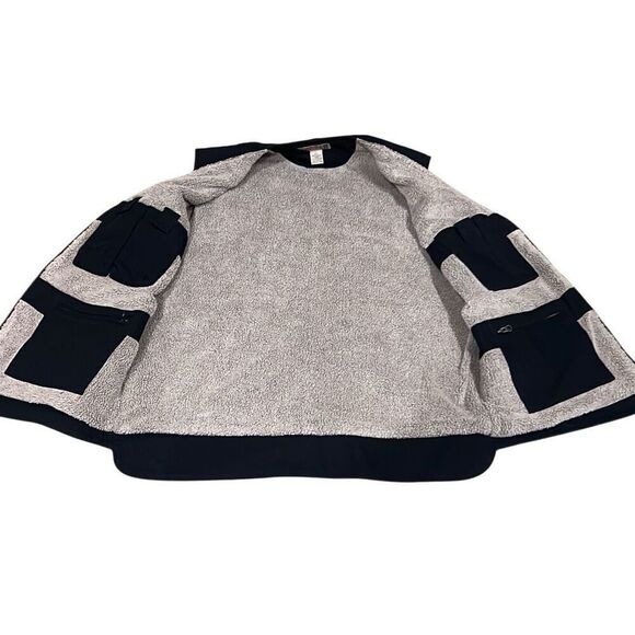 Duluth Trading Co Men’s Large Black with Interior Khaki Fleece Full Zip Hunting - Picture 2 of 11